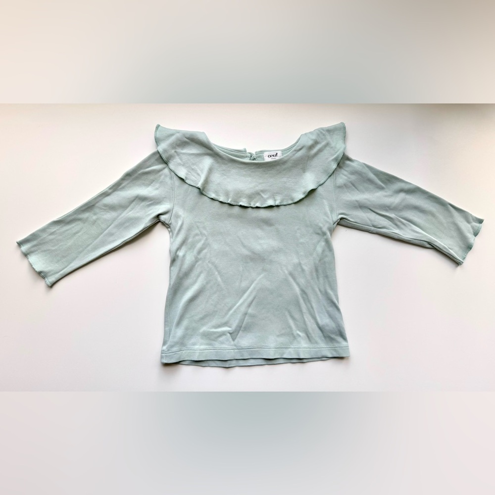 Oeuf organic cotton ruffle long sleeve shirt